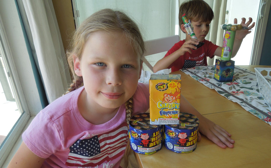 Kids with Fireworks
